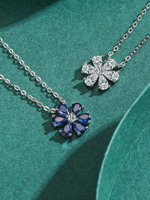 MODN 925 Sterling Silver Cubic Zirconia Flower Classic Pendant Necklace 2