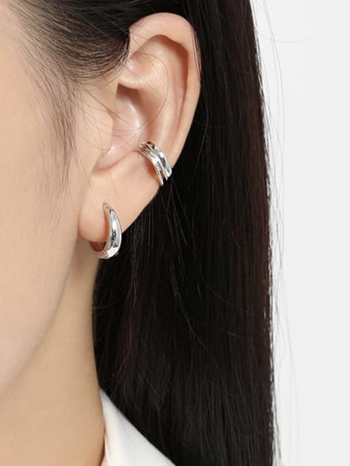 DAKA 925 Sterling Silver Geometric Luxury Huggie Earring 2