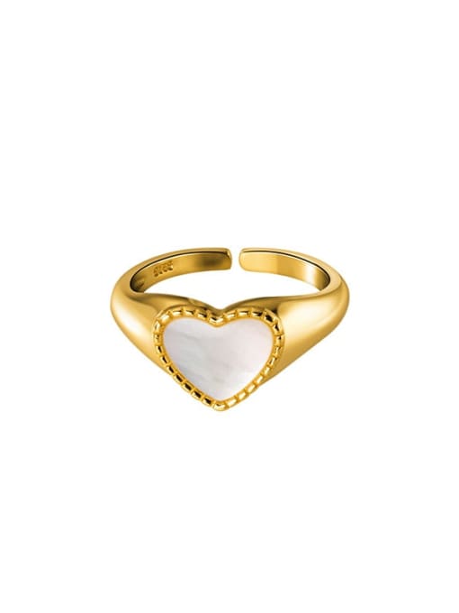 Rosh 925 Sterling Silver Shell Heart Vintage Band Ring 0