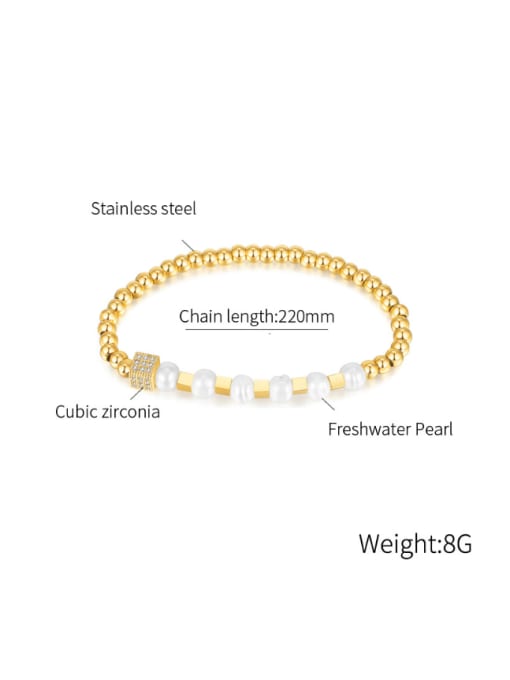Open Sky Titanium Steel Imitation Pearl Geometric Minimalist Bracelet 2