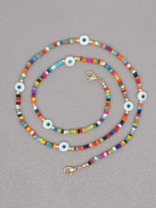 Roxi Stainless steel Bead Multi Color Polymer Clay Evil Eye Bohemia Hand-woven Necklace 0