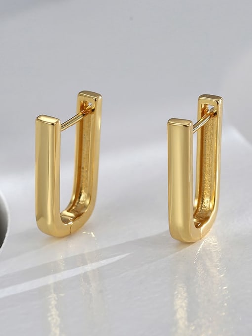CHARME Brass Geometric Minimalist U Shape Huggie Earring 2