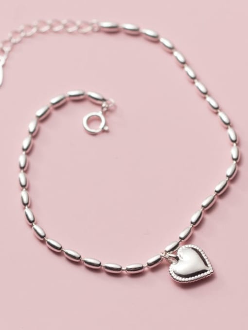 Rosh 925 Sterling Silver Bead Heart Minimalist Beaded Bracelet 1