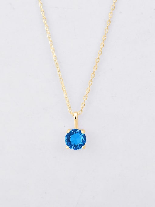 Sea blue zirconium gold 925 Sterling Silver Cubic Zirconia Geometric Minimalist Necklace
