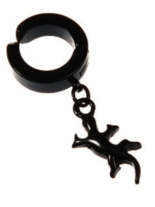 Model 6 Black gecko Titanium Steel Irregular Hip Hop Huggie Earring(Single-Only One)