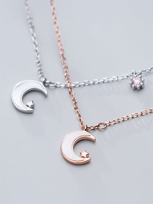Rosh 925 sterling silver shell  Simple Moon pendant necklace 3