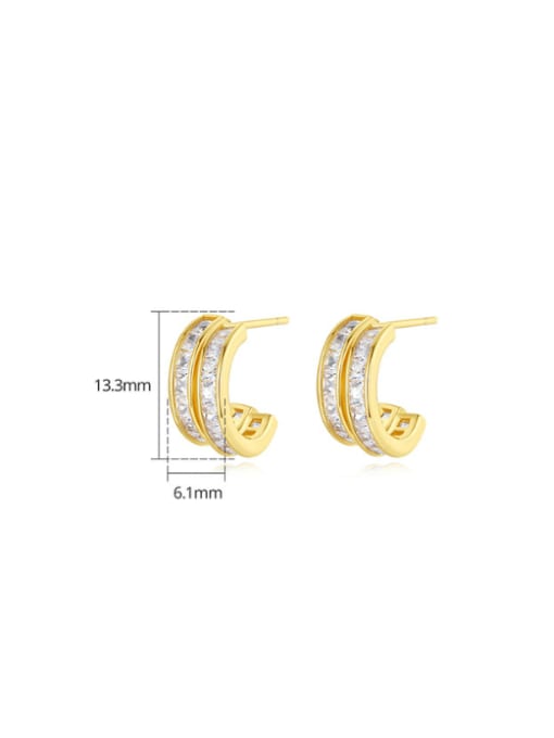 BLING SU Brass Cubic Zirconia Geometric Minimalist Stud Earring 3