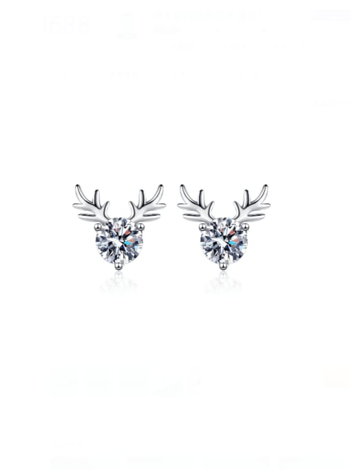 MOISS 925 Sterling Silver Moissanite Deer Cute Stud Earring 0