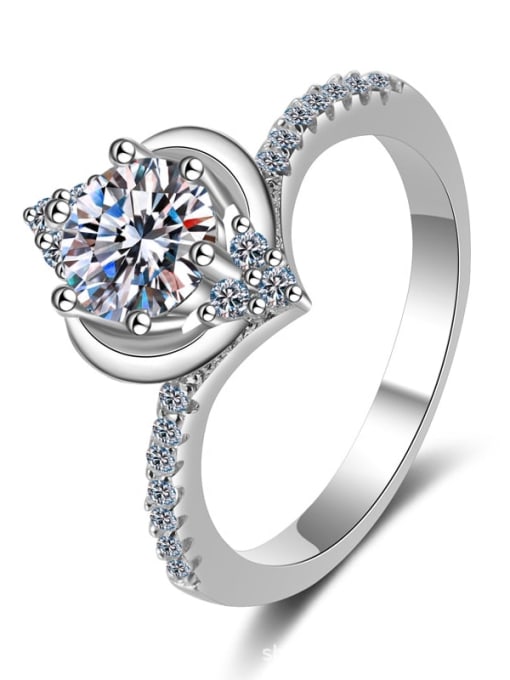 MOISS Sterling Silver Moissanite White Flower  Engagement Rings 3