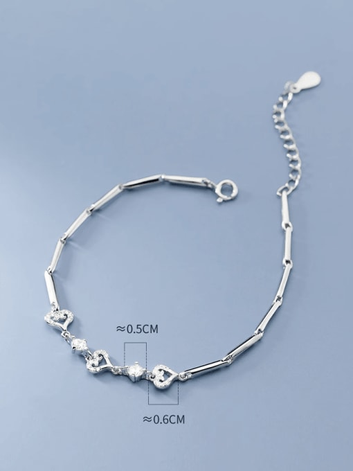 Rosh 925 Sterling Silver Cubic Zirconia Heart Minimalist Bracelet 2