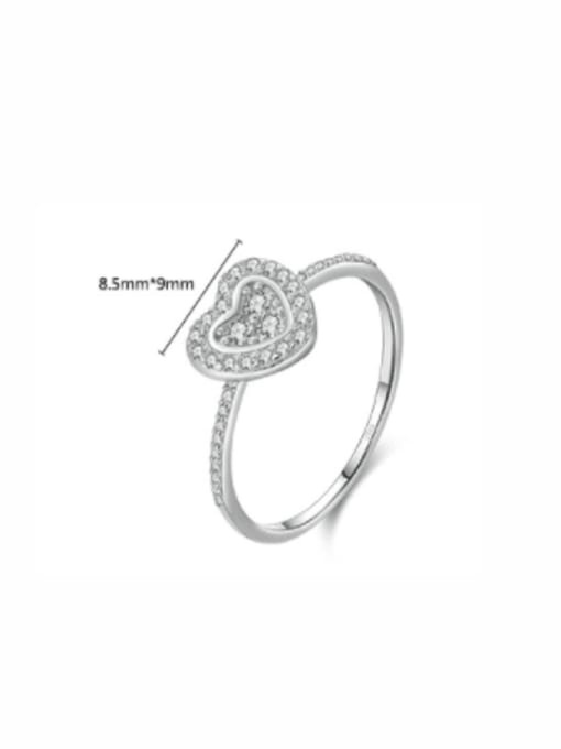 MODN 925 Sterling Silver Cubic Zirconia Heart Dainty Band Ring 2