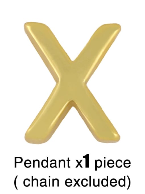 X(Without Chain) Brass Smooth Minimalist Letter Pendant