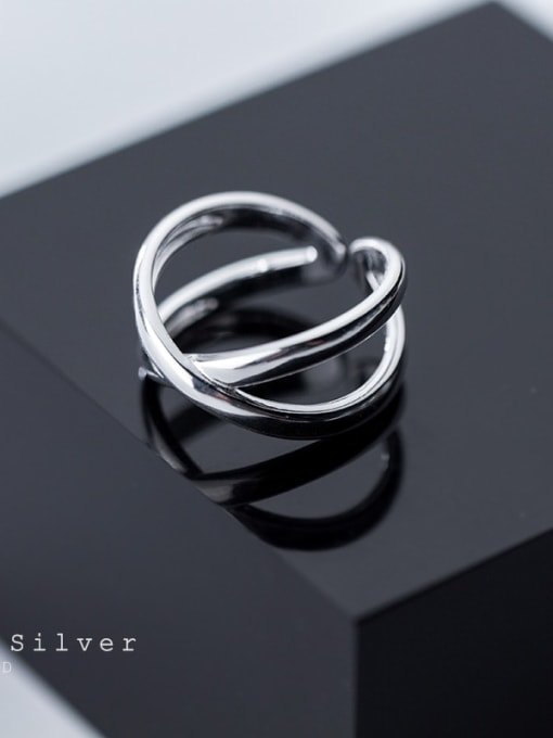 Rosh 925 Sterling Silver Cross Minimalist Band Ring 2