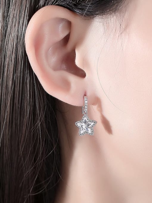 BLING SU Brass Cubic Zirconia Star Minimalist Drop Earring 1