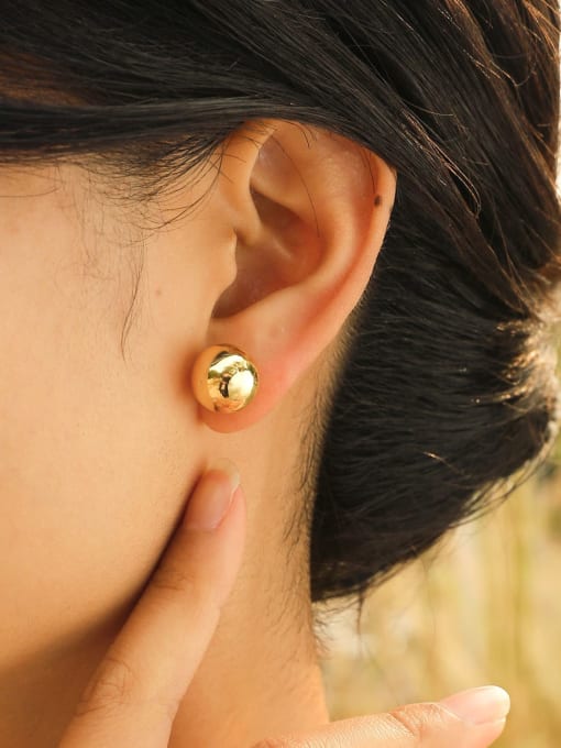 CONG Brass Round  Ball Minimalist Stud Earring 1