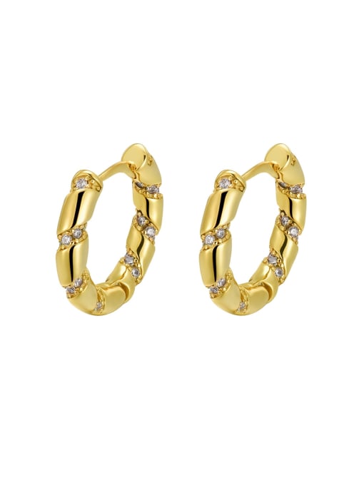 Gold Round Diamond Earrings 925 Sterling Silver Cubic Zirconia Geometric Minimalist Huggie Earring
