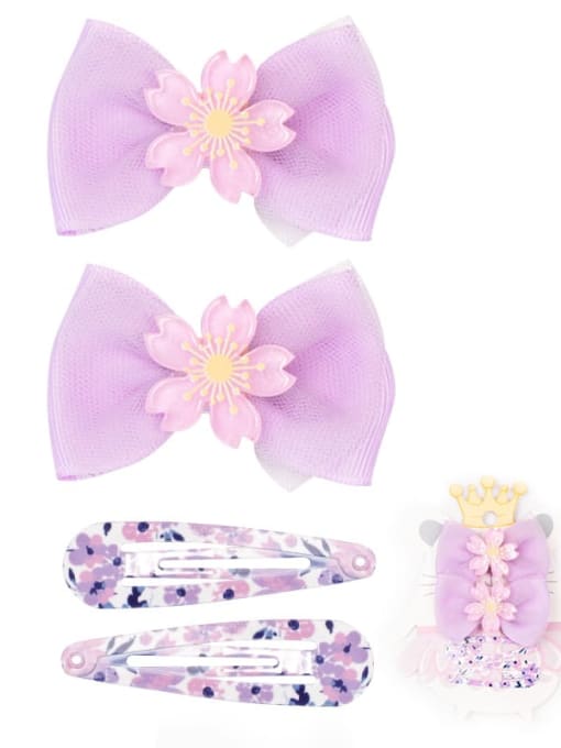 12 Cherry Blossom Purple Bow Set Alloy Yarn Cute Bowknot  Multi Color Hair Barrette