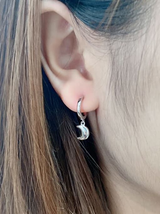 BC-Swarovski Elements 925 Sterling Silver Moon Minimalist Huggie Earring 3