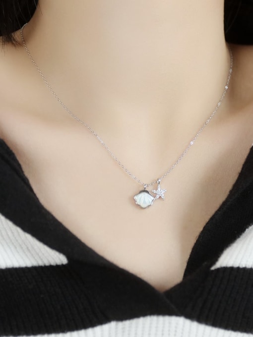 Open Sky 925 Sterling Silver Shell Star Cute Necklace 1