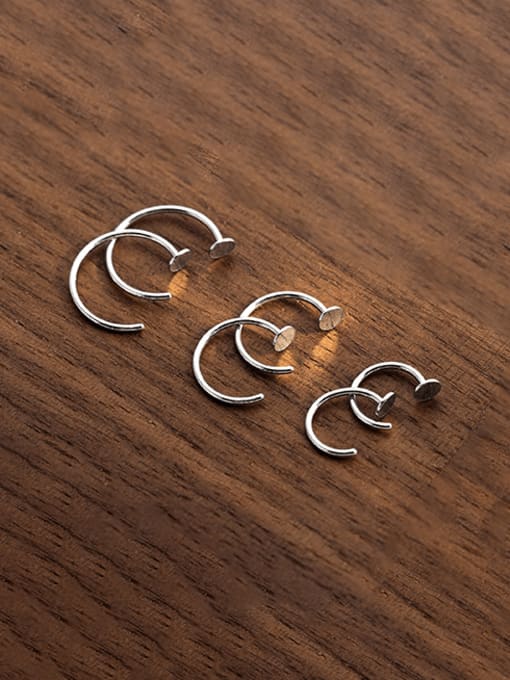 BeiFei Minimalism Silver 925 Sterling Silver Geometric Minimalist Hook Earring 0