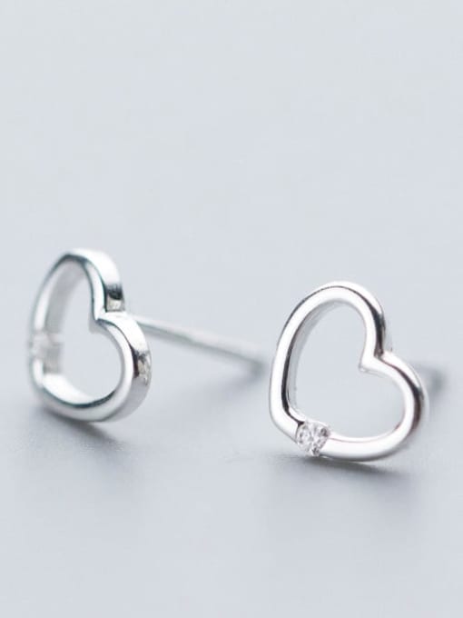 Rosh 925 Sterling Silver Hollow Heart Minimalist Stud Earring