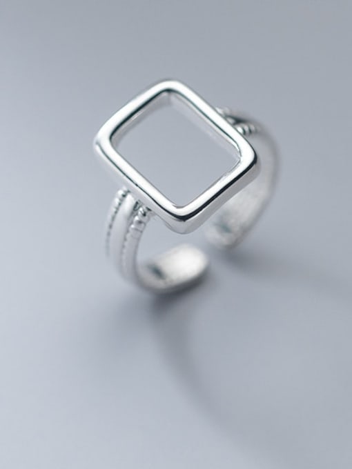 Rosh 925 Sterling Silver Hollow Geometric Minimalist Band Ring