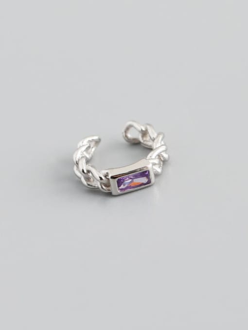 Purple stone (Platinum) single 925 Sterling Silver Cubic Zirconia Geometric Minimalist Single Earring( Single -Only One)