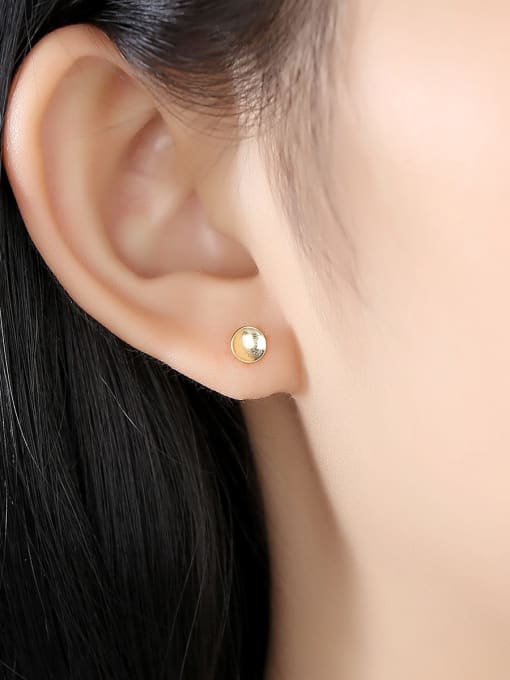CCUI 925 Sterling Silver Smooth Round Minimalist Stud Earring 1