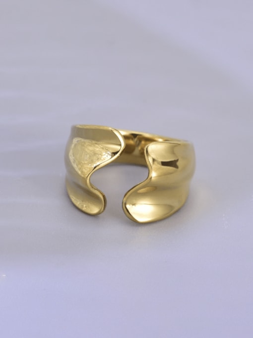 18K Gold Titanium Steel Irregular Vintage Band Ring
