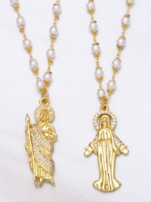 CC Brass Cubic Zirconia Religious Vintage Virgin mary Pendant Necklace 0
