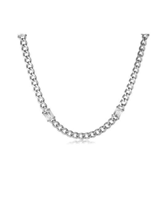 GX2308 Steel Necklace Steel Color Stainless steel Cubic Zirconia Hip Hop Geometric Bracelet and Necklace Set