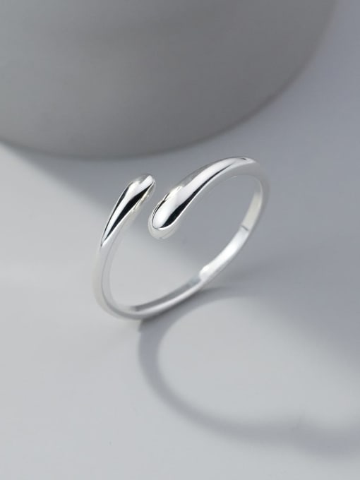 Rosh 925 Sterling Silver Smooth Water Drop Minimalist Band Ring 2