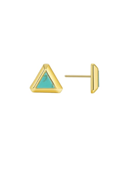 Golden Triangle Oil Dropping Earrings Brass Triangle Minimalist Stud Earring