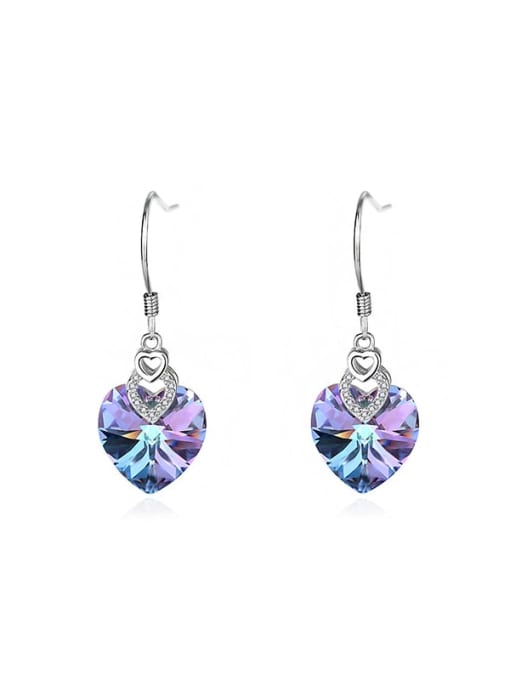 JYTZ 015 (earrings gradient purple) 925 Sterling Silver Austrian Crystal Heart Classic Necklace