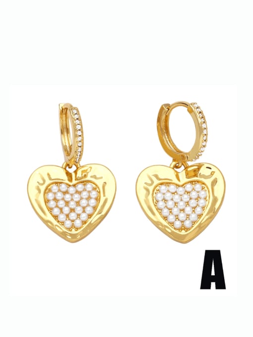 CC Brass Cubic Zirconia Heart Hip Hop Huggie Earring 3