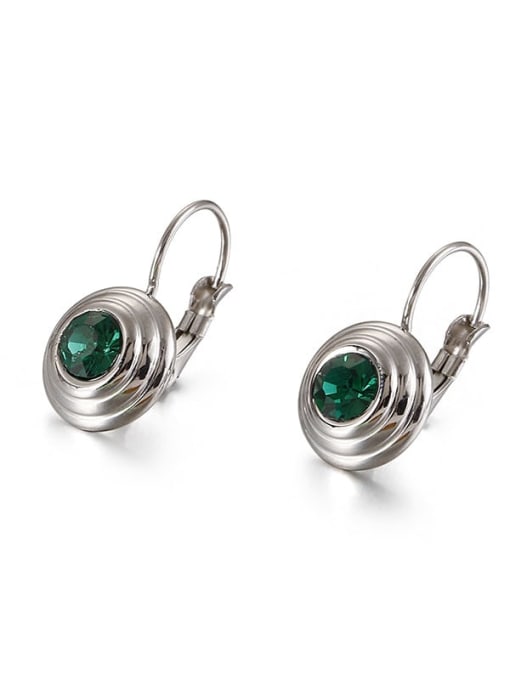 green Titanium Cubic Zirconia Multi Color Round Minimalist Huggie Earring