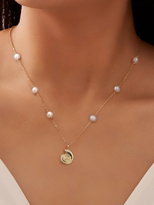 RINNTIN 925 Sterling Silver Imitation Pearl Irregular Trend Necklace 1