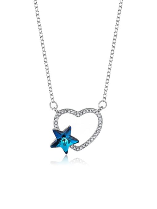 JYXZ 058 (Gradient Blue) 925 Sterling Silver Austrian Crystal Heart Classic Necklace