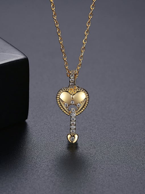 18K T10I18 Brass Cubic Zirconia Heart Minimalist Necklace