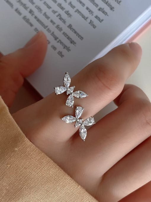 Boomer Cat 925 pure silver simple butterfly zircon free size Rings 0