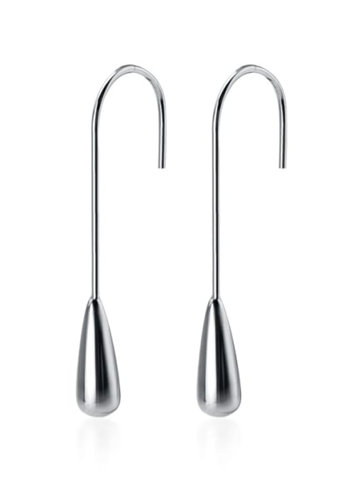 Rosh 925 sterling silver smooth water drop minimalist hook earring 0