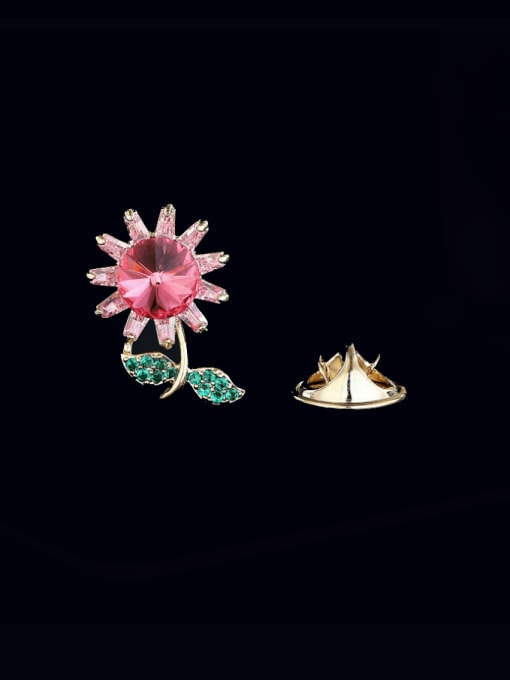 Luxu Brass Glass Stone Flower Minimalist Brooch 0