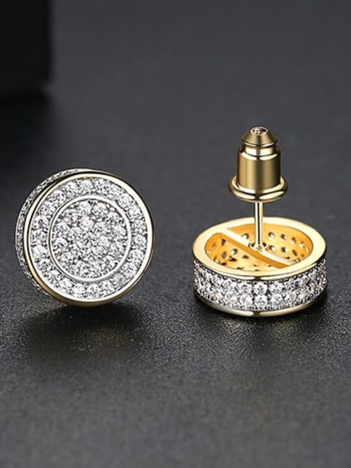 White Zirconium  gold Copper Cubic Zirconia Round Minimalist Cluster Earring