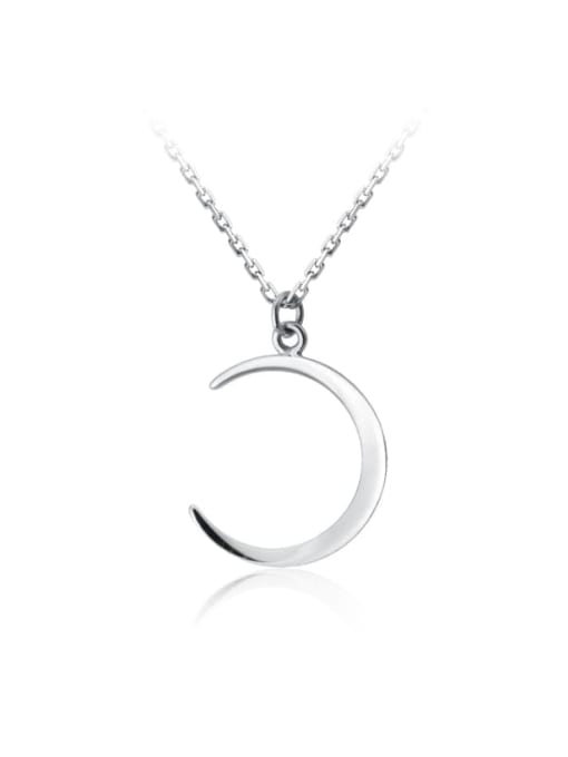 Rosh 925 Sterling Silver Smooth Moon Minimalist Necklace 0