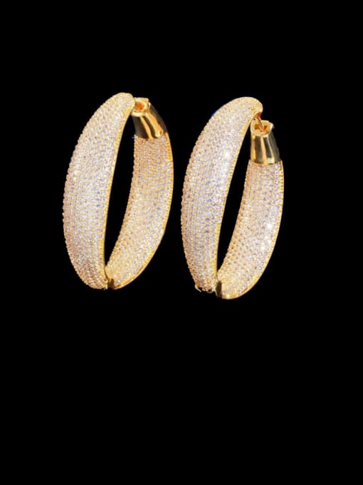L.WIN Brass Cubic Zirconia Round Luxury Cluster Earring
