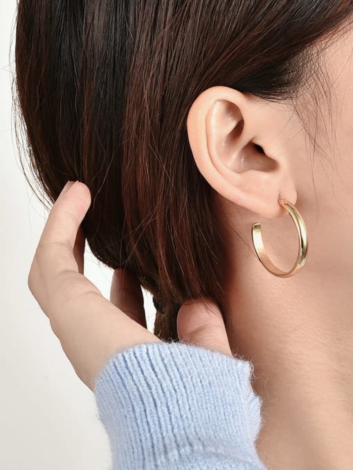 CHARME Brass Geometric Minimalist Glossy Large C-Shaped Earrings 1