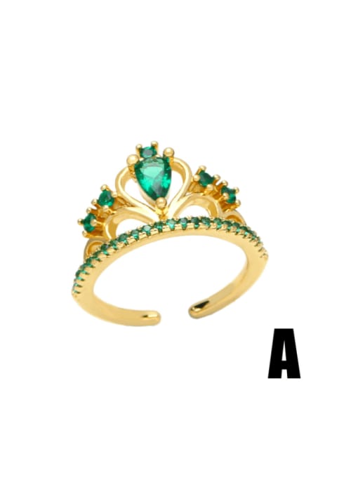 CC Brass Cubic Zirconia Crown Minimalist Band Ring 1