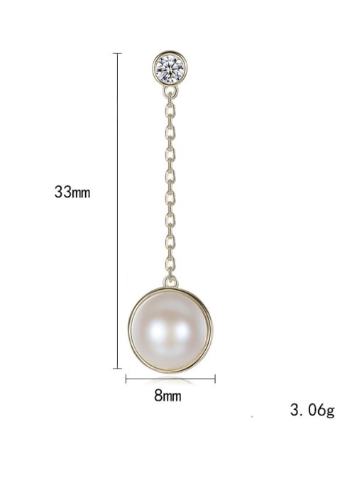 CCUI 925 Sterling Silver Freshwater Pearl White Ball Trend Threader Earring 4