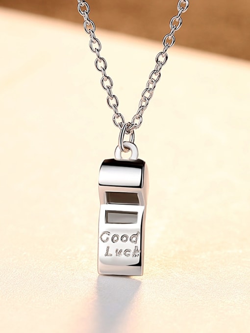 CCUI 925 Sterling Silver creative lucky whistle Pendant Necklace 2