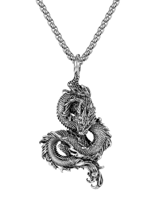 Open Sky Titanium Steel  Hip Hop Dragon Pendant Necklace 3